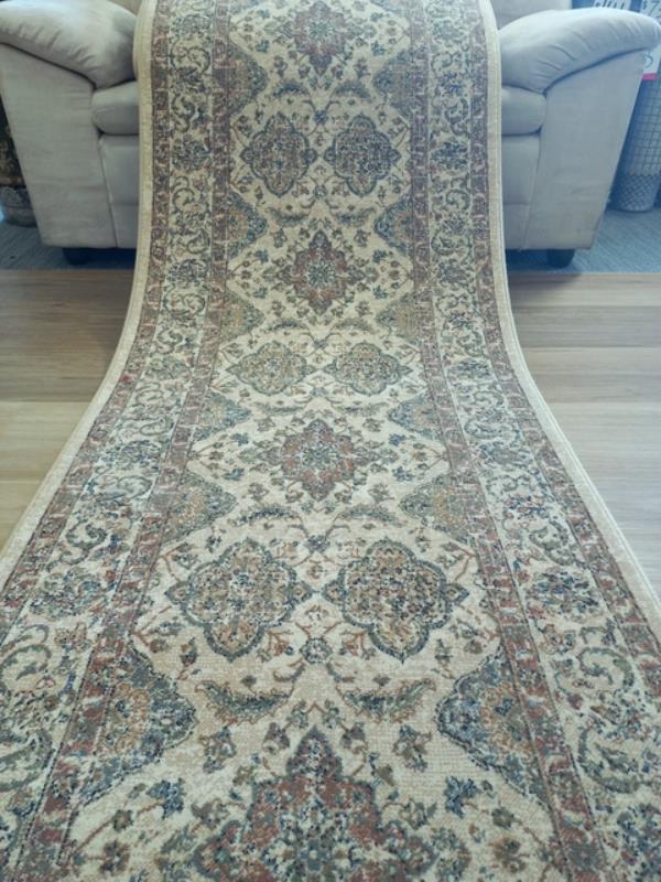 Persian Design Hall Runner by the Meter 80cm or 100cm Wide Beige Elite Bakhtiari Soft High Quality