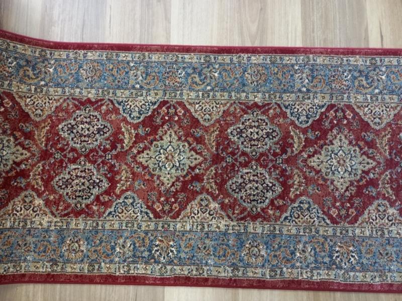 Persian Design Hall Runner by the Meter 80cm or 100cm Wide Red Blue Elite Bakhtiari Soft High Quality