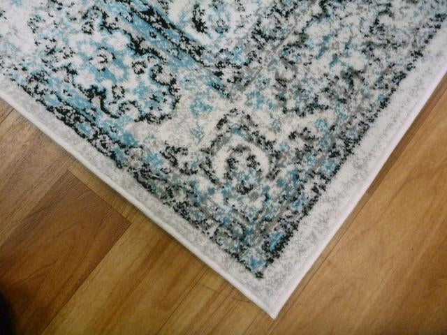 Traditional Design Floor Area Rugs Concentrate Blue Grey Medallion