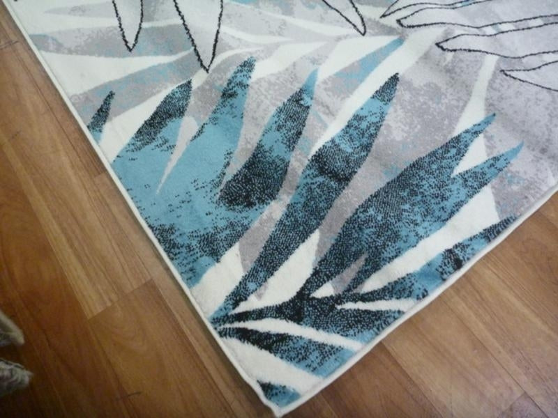 Modern Design Concentrate Grey Blue Leaves Affordable Floor Area Rugs