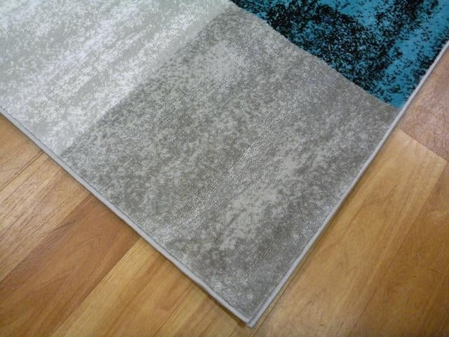 Modern Design Floor Area Rugs Concentrate Blue Grey Squares