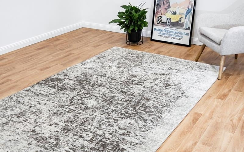 Thick Luxurious Modern Contemporary Kali Cream Worn Look Floor Rug