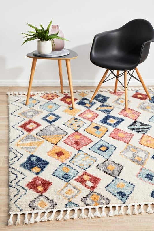 Contemporary Textured Fringed Rabat Design Multi Links Floor Area Rugs and Runners