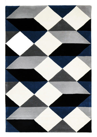 Lux Stone Designer Wool Floor Area Rug and Runners Steel