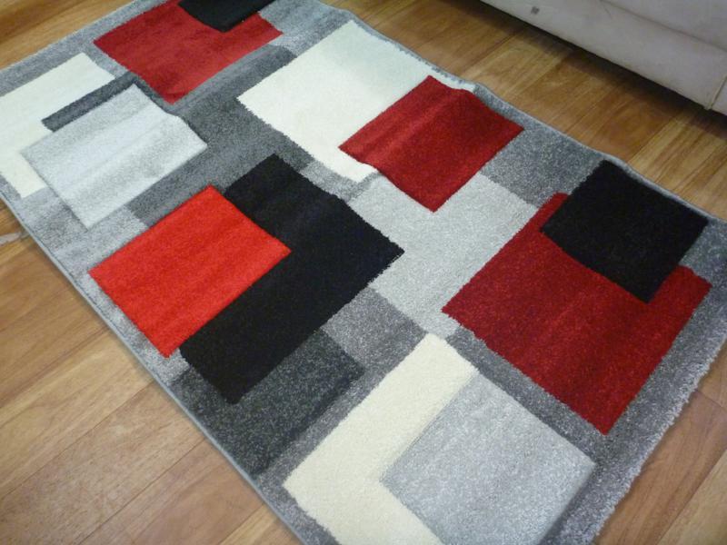 Modern Textured Geometric Design Cubism Grey Floor Area Rugs