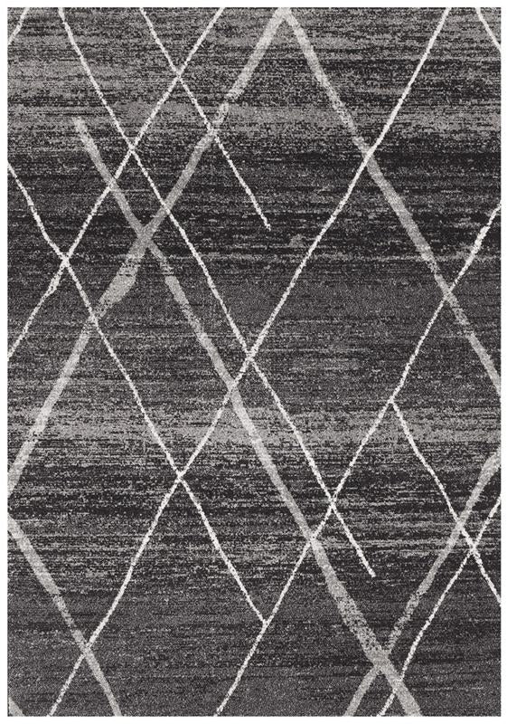 Modern Contemporary Casablanca Charcoal Mesh Oblongs & Round Rugs & Hall Runners