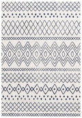 Modern Contemporary Casablanca White Blue Waves Oblongs & Round Rugs & Hall Runners