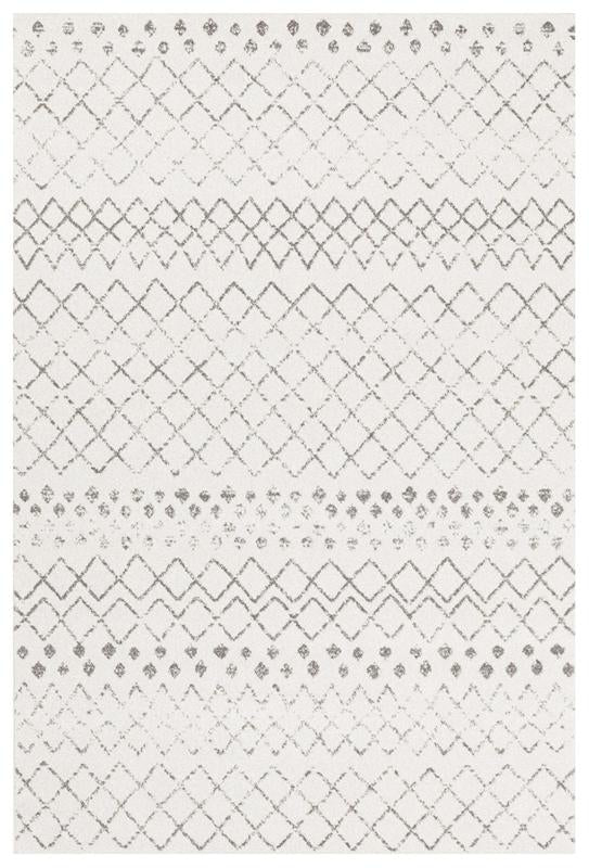 Modern Contemporary Casablanca White Grey Tribal Oblongs & Round Rugs & Hall Runners