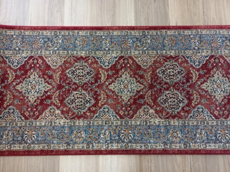 Clearance Hall Runners Red Blue Elite Bakhtiari 80 or 100cm Wide End of Roll Edged