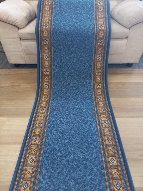 Clearance Hall Runners Epos Blue 67cm Wide End of Roll Edged