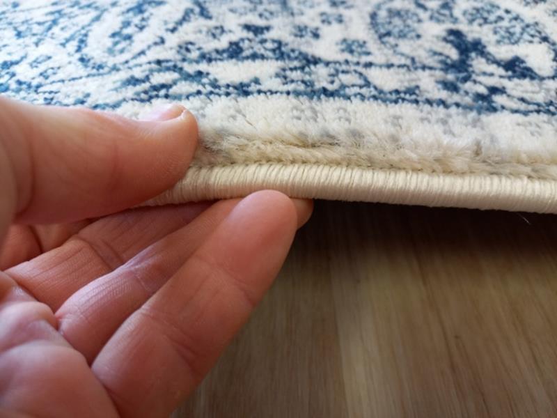 Clearance Hall Runners Chorus Cream Blue Allover Detailed 80cm Wide End of Roll Edged
