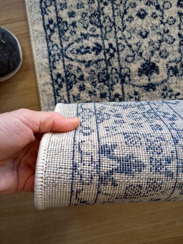 Clearance Hall Runners Chorus Cream Blue Allover Detailed 80cm Wide End of Roll Edged