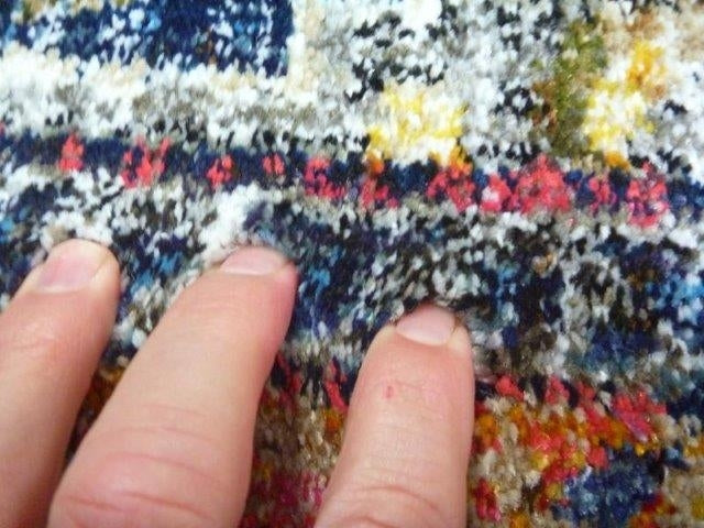 Thick Bright Traditional Tennor Design Washed Medallion Navy Floor Area Rug