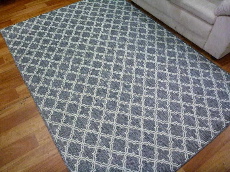 Moroccan Flat-weave Gest Shaded Grey Rubber Backed Floor Rugs Runner & Door Mats