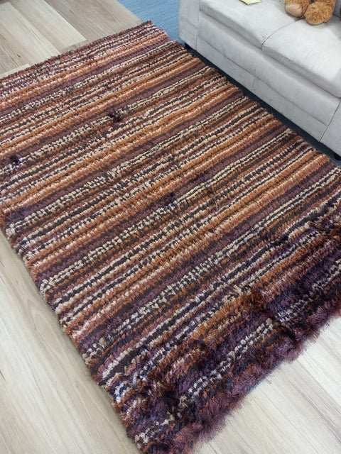 Stain Resistant Shag Rugs Thin Polyester stripes Autumn Shaggy Rugs