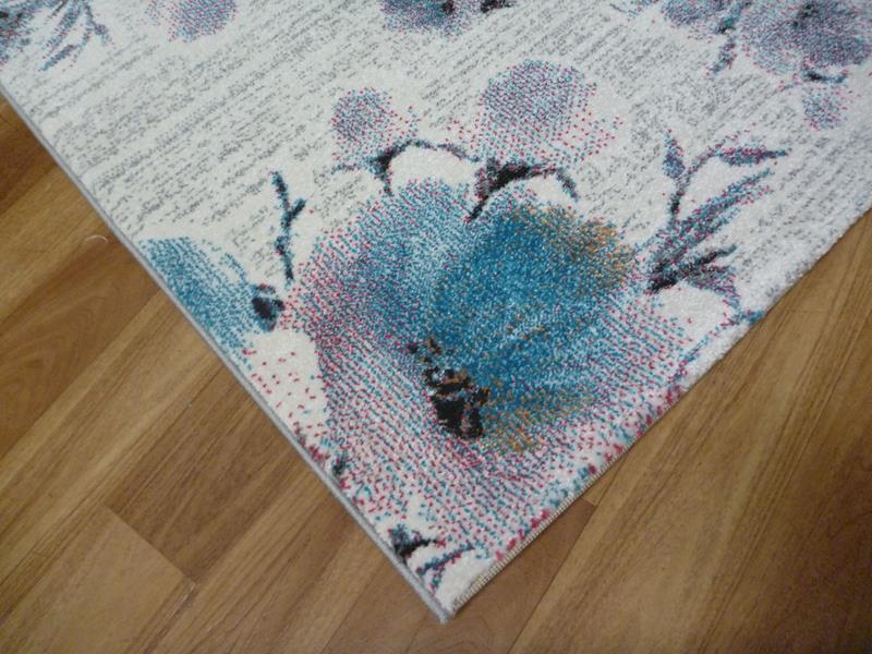 Bright Modern Design Floor Area Rugs Eternal Flower Blooms Multi Coloured