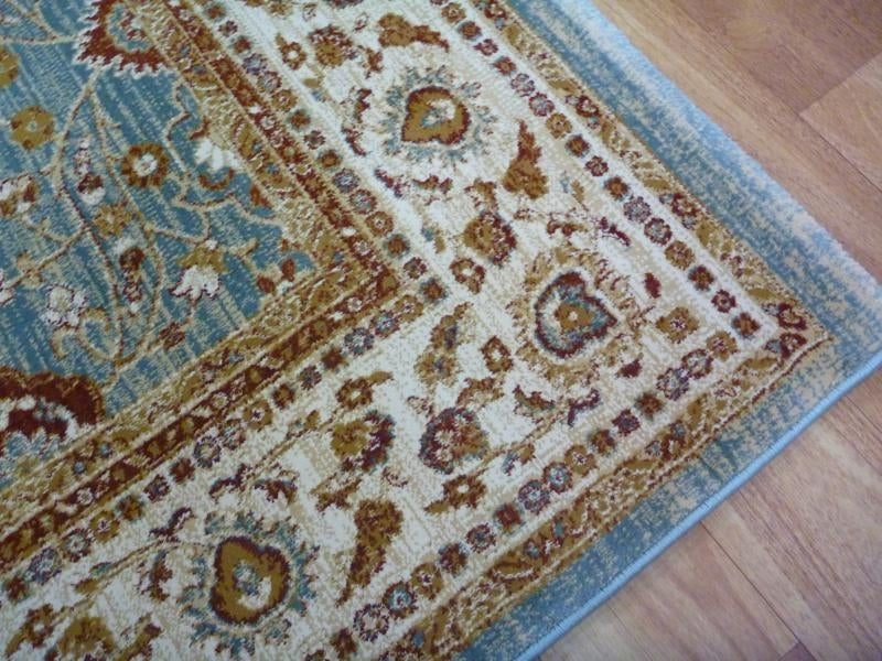 Persian Rugs Heritage Blue Allover Detailed Soft Feel Pile Floor Rugs & Hall Runner
