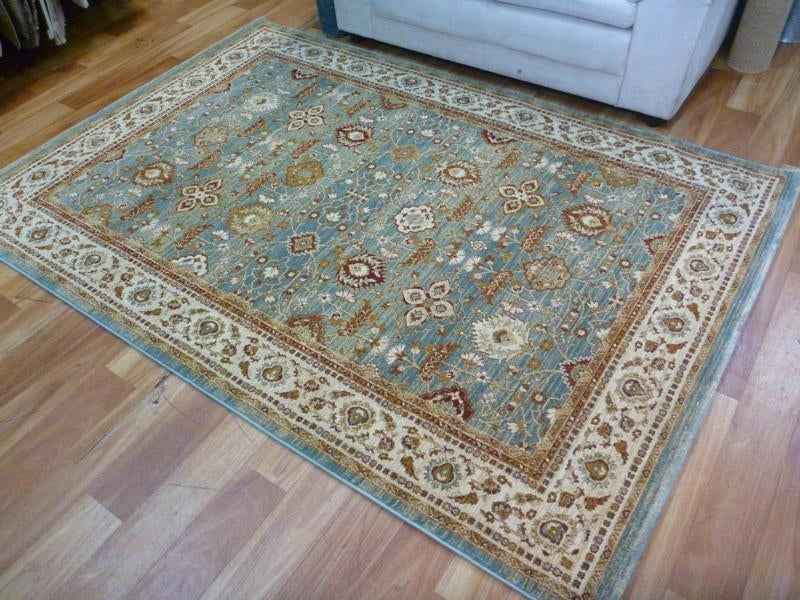 Persian Rugs Heritage Blue Allover Detailed Soft Feel Pile Floor Rugs & Hall Runner