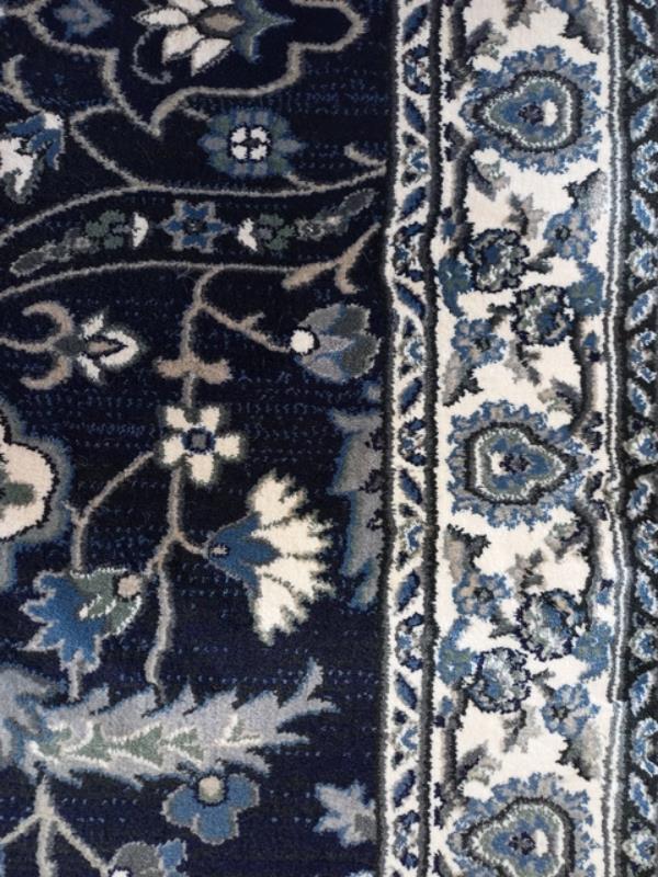 Clearance Hall Runners Heritage Navy Detailed Allover Soft Feel Pile 80cm Wide End of Roll Edged