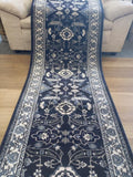 Clearance Hall Runners Heritage Navy Detailed Allover Soft Feel Pile 80cm Wide End of Roll Edged