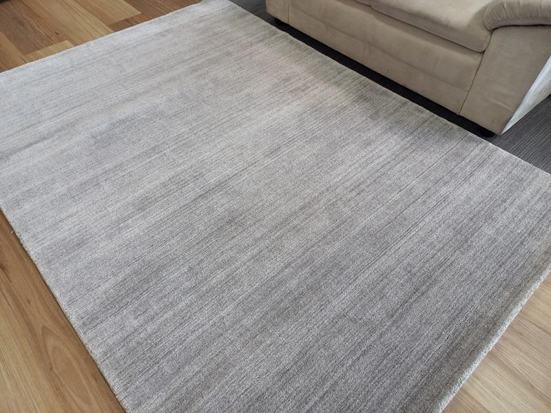 Super Soft Stunning Natural Wool Viscose Rugs Marble Fog Grey
