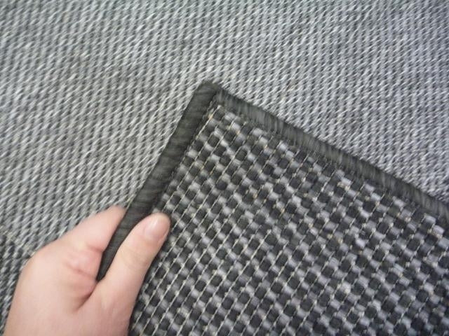 Washable & Reversible Outdoor Patio Plain Design Charcoal Floor Area Rugs