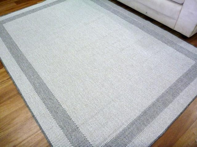Washable & Reversible Outdoor Patio Plain Design Silver Floor Area Rugs