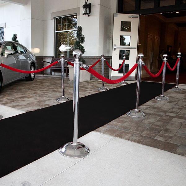 Black Grandeur Plush Pile Wedding Event Exhibition Thick Washable Carpet Aisle Runner