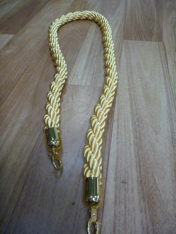 Silky Twist Braided Rope 32mm x 1.5m Gold End for Barrier Crowd Control Bollards Gold Black or Red