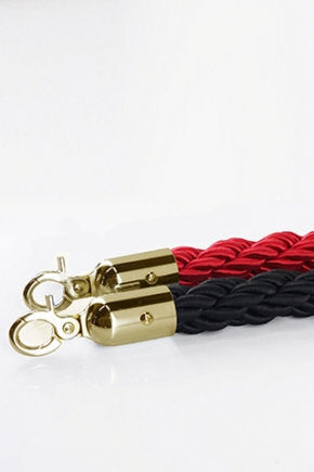 Silky Twist Braided Rope 32mm x 1.5m Gold End for Barrier Crowd Control Bollards Gold Black or Red