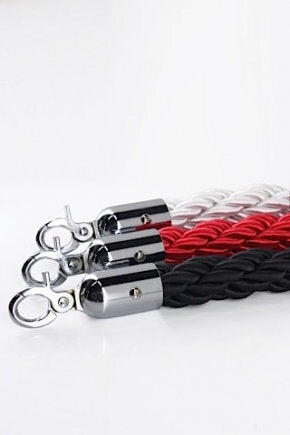 Silky Braided Rope 32mm x 1.5m Silver End for Barrier Crowd Bollards Red Gold Black Blue White or Silver