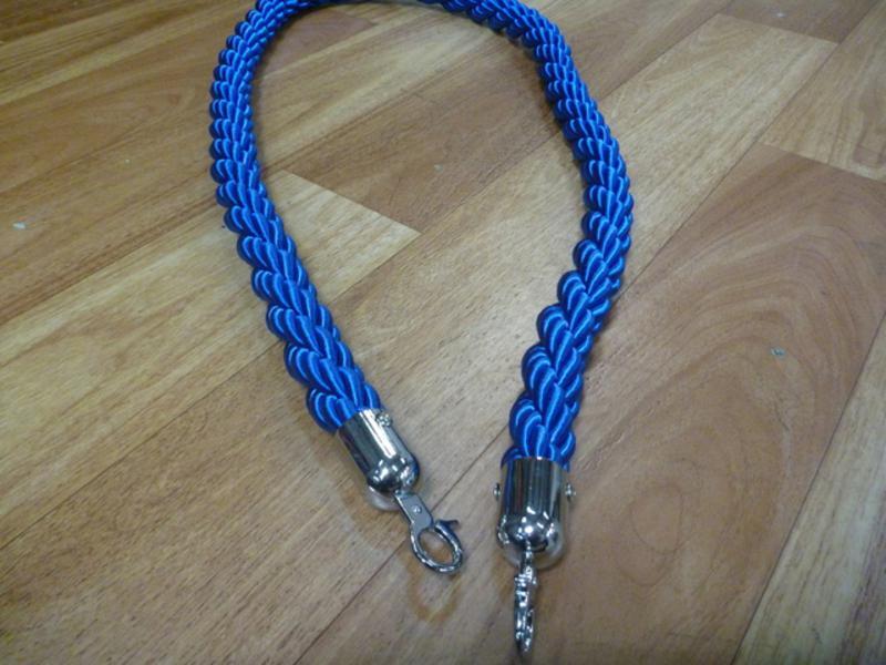 Silky Braided Rope 32mm x 1.5m Silver End for Barrier Crowd Bollards Red Gold Black Blue White or Silver