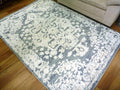 Dual Textured Contemporary Design Sif Blue/White Oval Pattern Floor Area Rugs