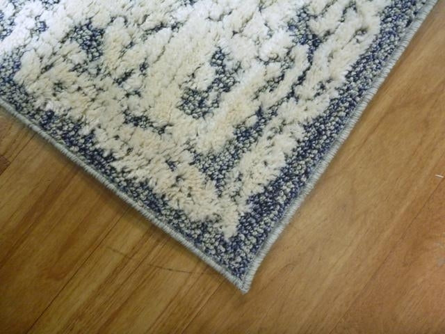 Dual Textured Contemporary Design Sif Blue/White Oval Pattern Floor Area Rugs