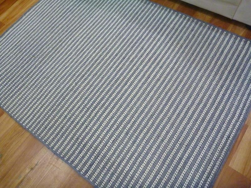 Wool Rugs Classic Loop Flat-weave Grey Cream Lines