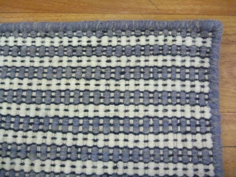 Wool Rugs Classic Loop Flat-weave Grey Cream Lines