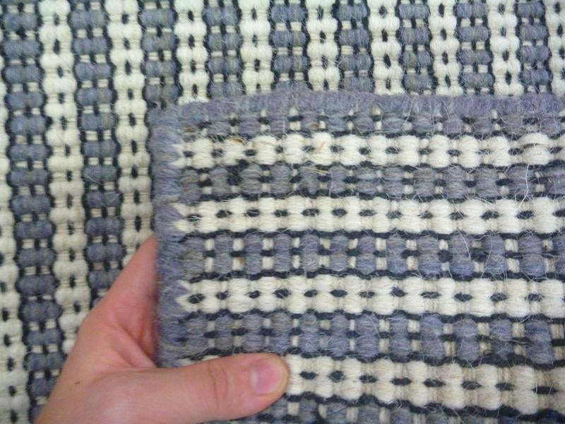 Wool Rugs Classic Loop Flat-weave Grey Cream Lines