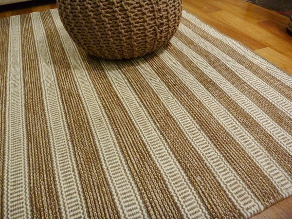 Wool Rugs Classic Tri-Weave Stripes Flatweave Camel