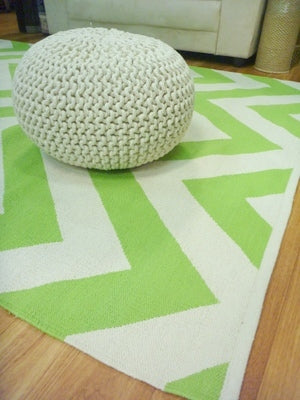 Reversible Flatweave Chevron Cotton Floor Rugs Lime