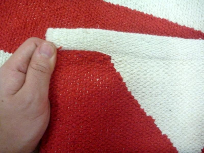 Reversible Flatweave Chevron Cotton Floor Rugs Red