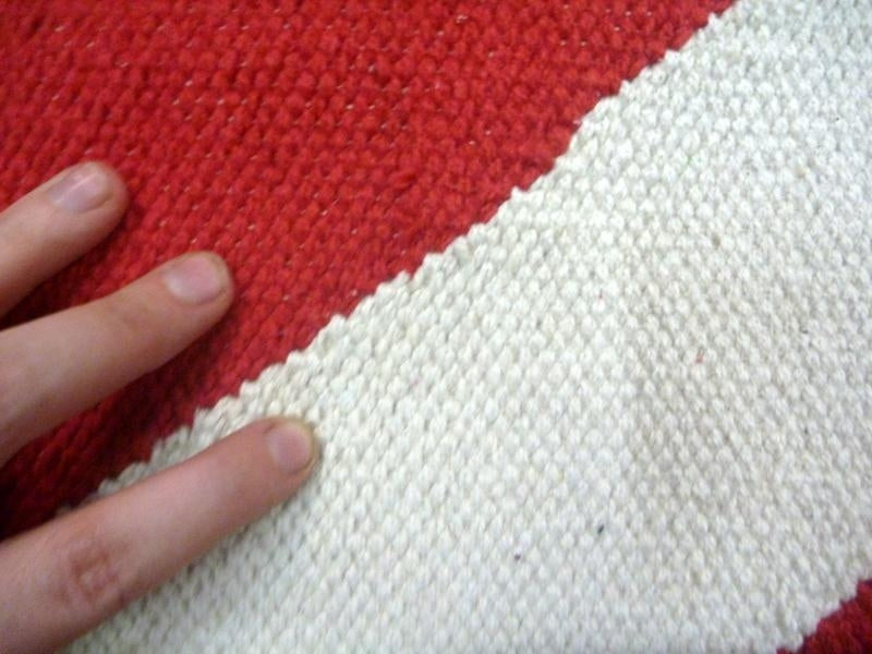 Reversible Flatweave Chevron Cotton Floor Rugs Red