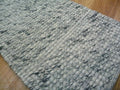 Handwoven Boucle Dip Weave Grey Felted Wool & Polyester Majestic Area Floor Rug
