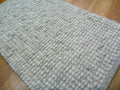 Handwoven Boucle Dip Weave Light Grey Felted Wool & Polyester Majestic Area Floor Rug