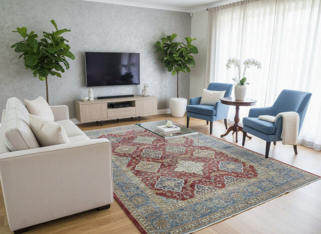 Elite Bakhtiari Red Blue Persian Design Soft High Quality Floor Area Rugs