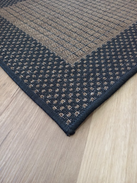 Sunrise Brown Black Flat-Weave Area Floor Rugs also Hall Runners and Round