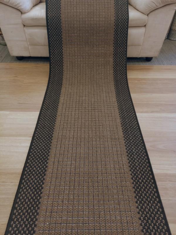 Clearance Hall Runners Brown Black Sunrise Flat-weave 67 or 80cm Wide End of Roll Edged