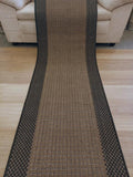 Clearance Hall Runners Brown Black Sunrise Flat-weave 67 or 80cm Wide End of Roll Edged