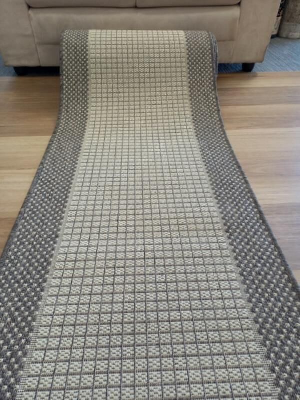 Rubber Back Hallway Runner 67, 80 or 100cm wide Cream Taupe by the Meter Sunrise Flat-weave