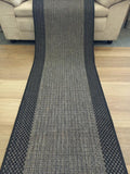 Rubber Back Hallway Runner 67, 80 or 100cm wide Metal Black by the Meter Sunrise Flat-weave