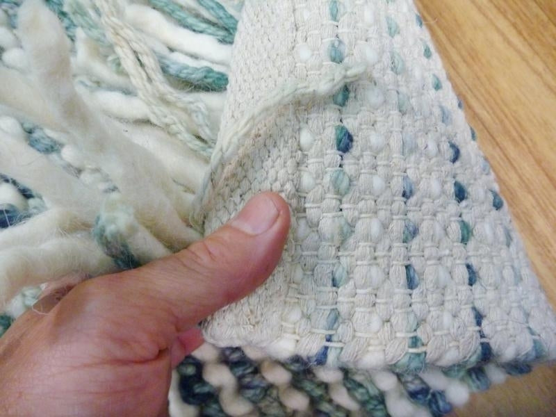Chunky Handloomed Loop Pile Wool & Polyester Area Floor Rug Teal